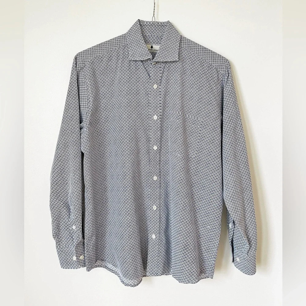 Southern Pines 100% Cotton Long Sleeve Button Down Mens Medium Blue Olive‎ Green